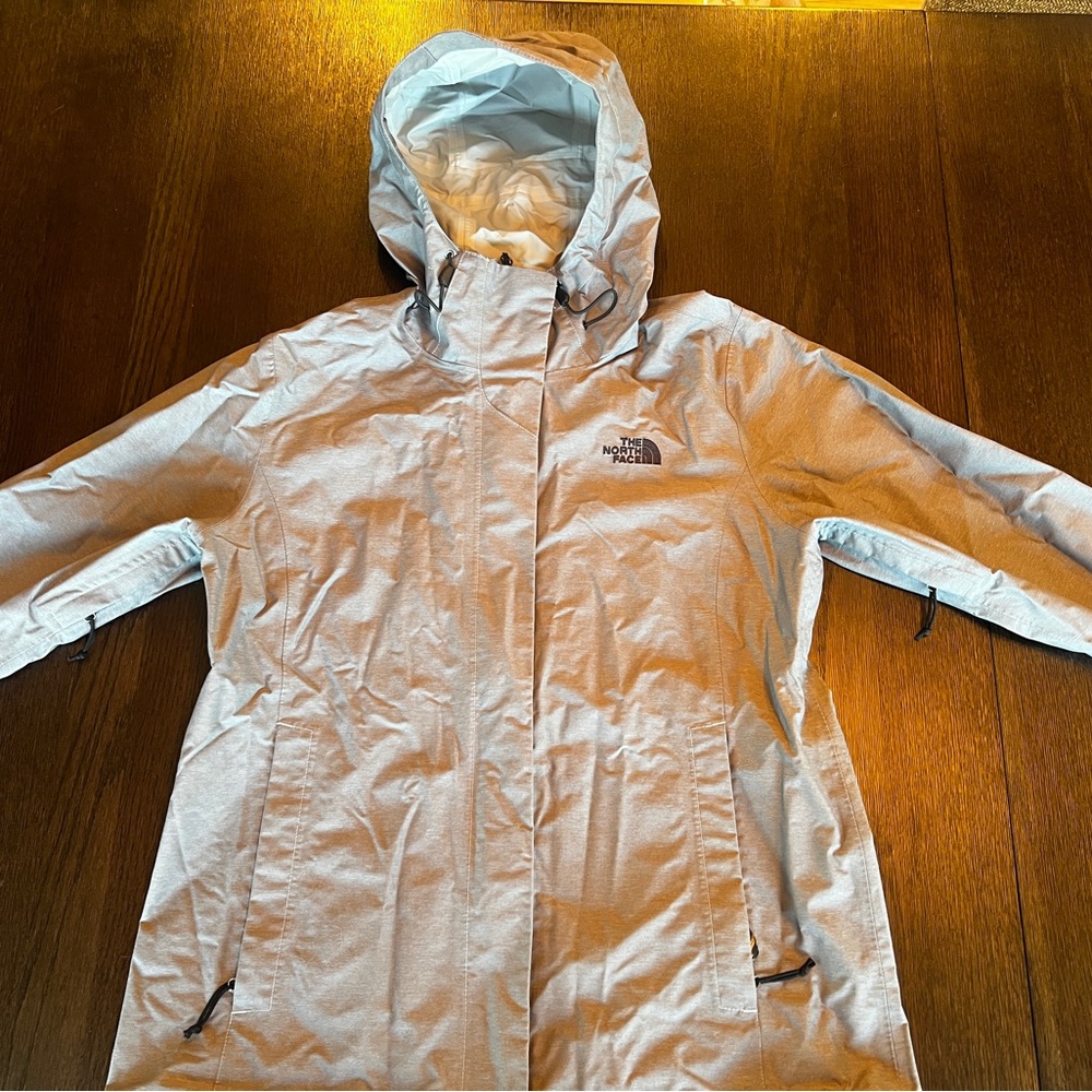 The North Face Women's Light Gray Hooded outer shell jacket